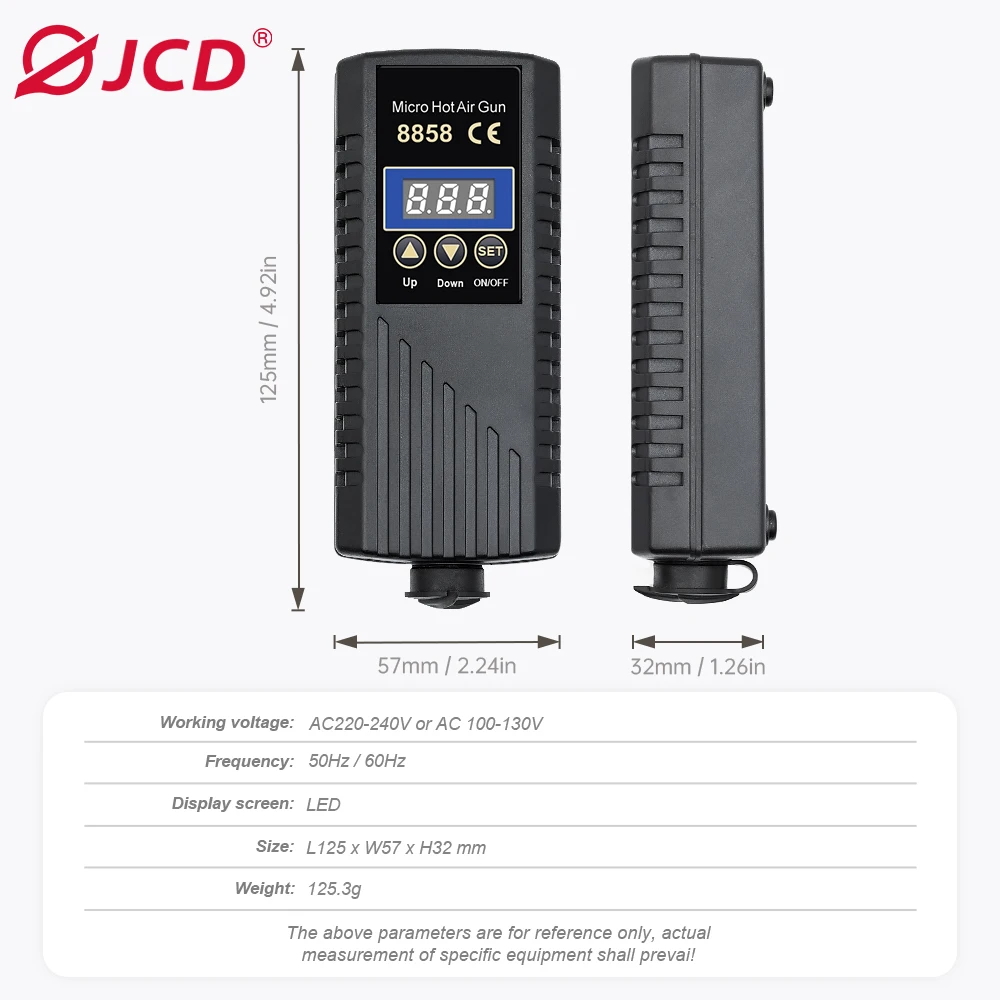 JCD 8858A Hot Air Gun 750W BGA Digital Display Temperature Adjustable Hair Dryer Soldering Heat Gun For SMD SMT Welding Repair 3