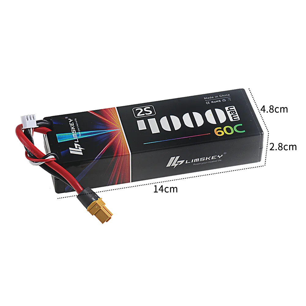 Batterie LiPo 7.4V 4000mAh 2S avec connecteur T Plug et étiquette