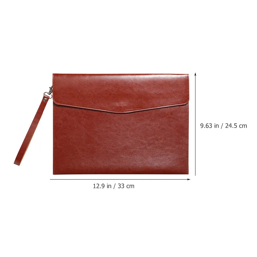 A4 문서 파우치 PU 폴더 파일 정리 가방 비즈니스 남성 여성 문서 보관을위한 대용량 휴대용 케이스