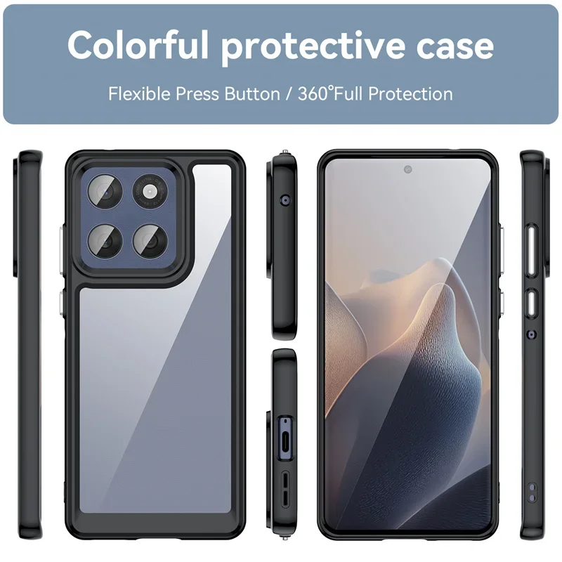 Hard PC Transparent Case with TPU Candy Color Frame and Shockproof Cover Bumper