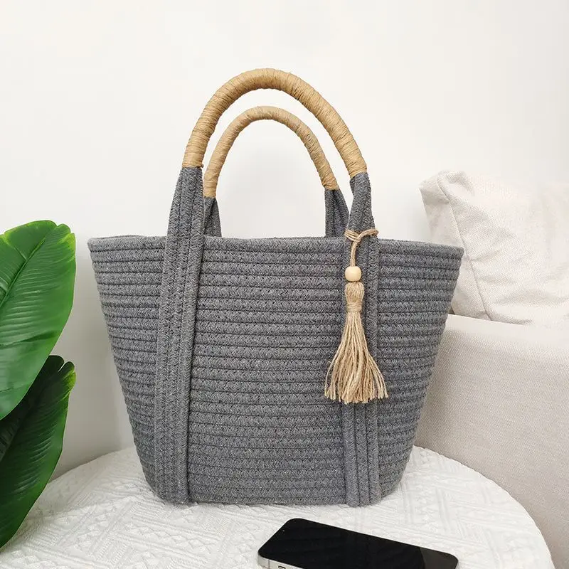 WomenHandbagNewInsSimpleFashionVersatileCottonRopeWovenBag