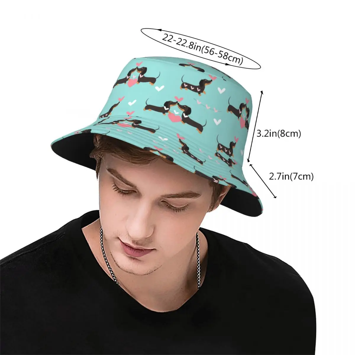 Men Women Dogs In Love And Hearts Bob Hat Accessories Hot Summer Headwear  Dachshund Bucket Hats Fishing Hat for Outdoor Sports - AliExpress