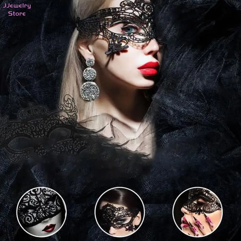 Half Face Mask 1pc Lady Sexy Lace Eye Mask Black White Cutout
