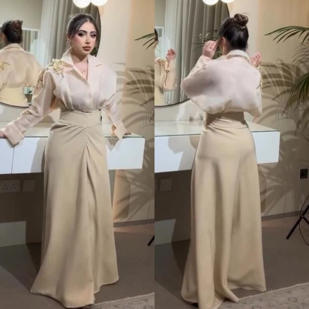 Prom Dress Saudi Arabia Prom Dress Saudi Arabia Satin Flower Draped Pleat Party A-line V-Neck Bespoke Occasion Gown Long Dresses teal moroccan evening dresses a line v neck long sleeves tulle beaded long luxury turkey dubai saudi arabia prom dress gown