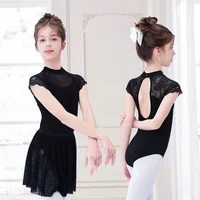 Ballet For Girls Gymnastics Leotard Kids Dance Lace Stand Collar Body With Tutu Skirts Summer Swim Suit NM24