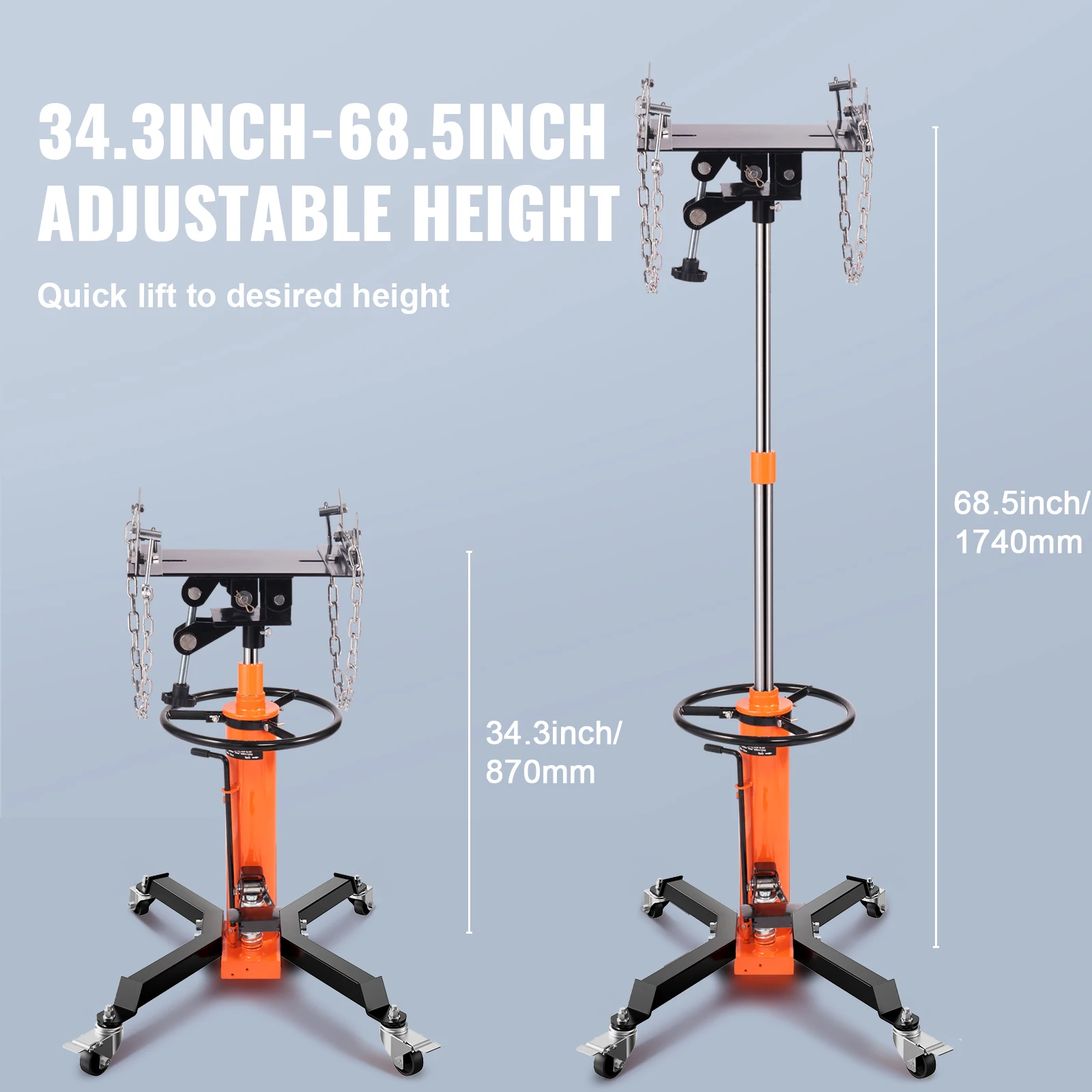 SucceBuy Transmission Jack 1322 LBS Hydraulic Telescoping Transmission Jack 32"-67" High Lift Floor Jack Stand Lift Hoist Garage