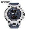 SANDA 6126 Military Man Alarm Stopwatch Quartz Wristwatch Male Digital Clock  Dual Display Men Watches Waterproof Sports Watch 6