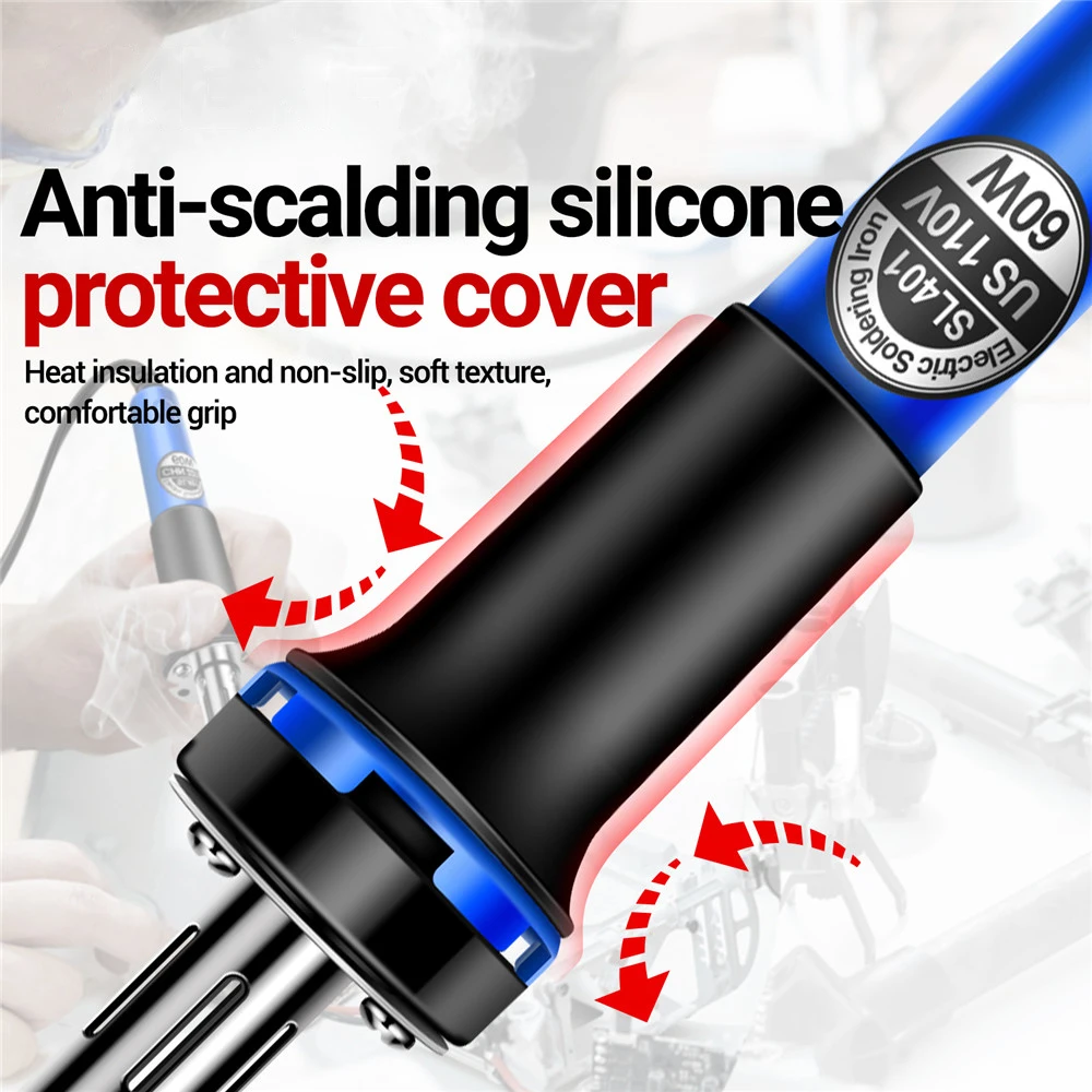 ANENG SL401 Dual Voltage 220V/110V 60W High-Temp Soldering Iron 440-450&deg;C Safety Silicone Handle 131cm Cable High-Efficiency soldering iron electric soldering iron