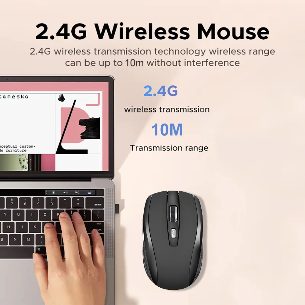 KEBIDUMEI 2.4G 무선 마우스 6 버튼 인체 공학적 마우스 사무실 광학 마우스 MacBook 노트북 PC 마우스 용 3 단계 DPI 조정 가능 2.4G Wireless Mouse 6 Buttons E