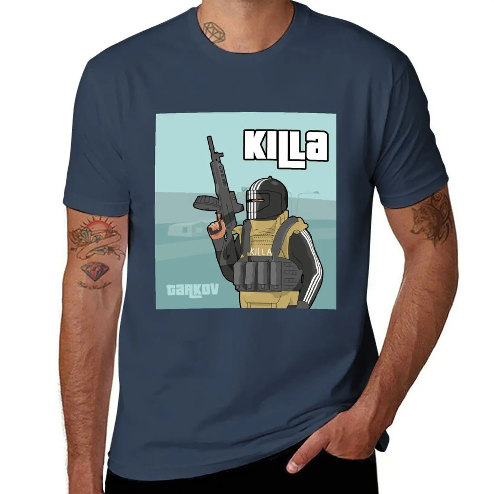 New Killa - Escape From Tarkov - Gta Style (Blu) T-Shirt Plus Size T-Shirt Uomo