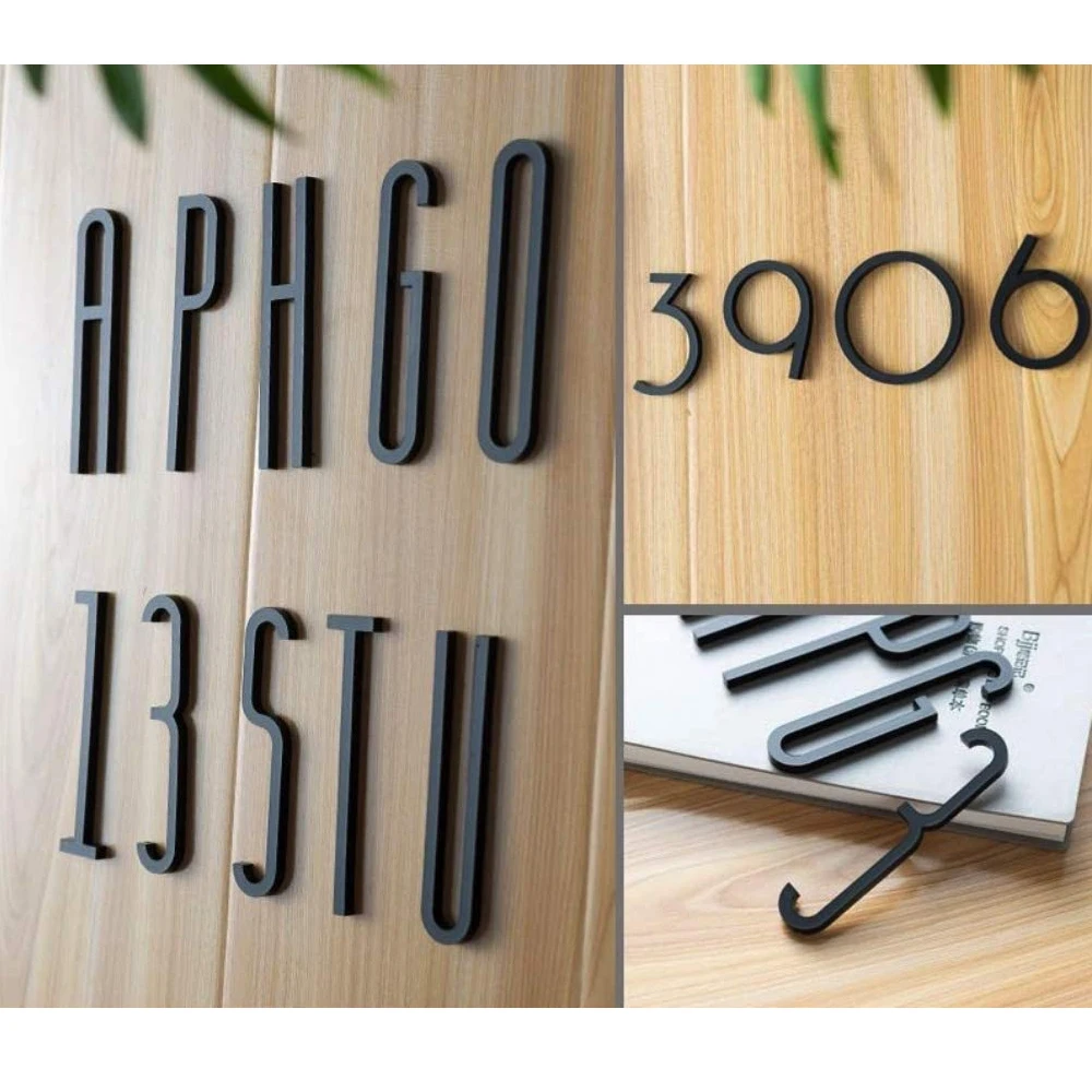 Self Adhesive Big Modern Door Number 4 Inch 100mm For Exterior House Apartment Plaque Mailbox Address Digits Sticker Sign Black