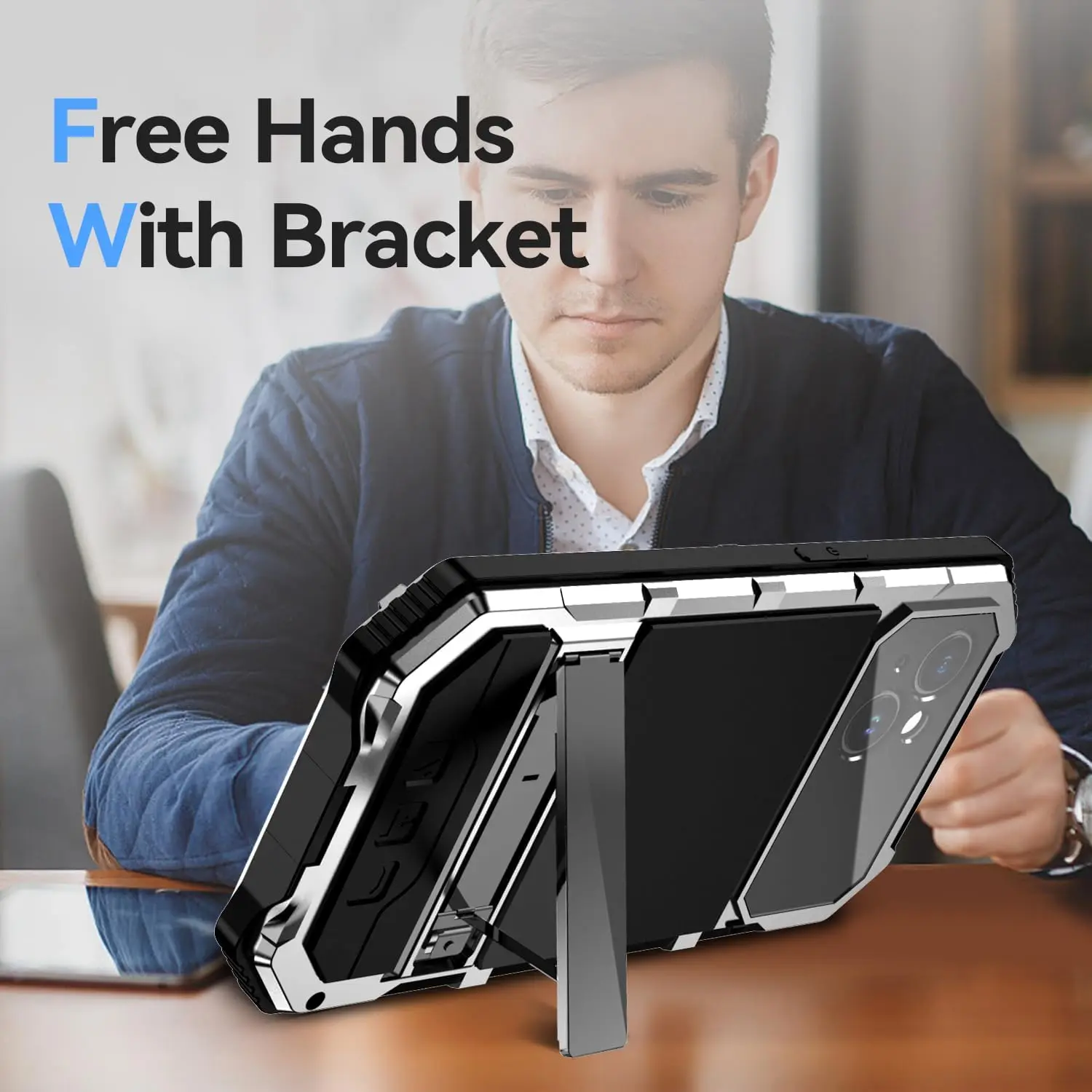 Triple-Layer Heavy Duty Metal Protective Case with Military-Grade Bumper and Screen Shield