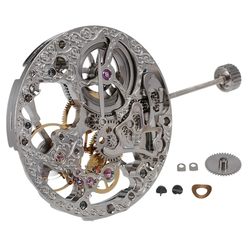 

6498 Hollow Out Movement Automatic Mechanical Movement Replacement Part Date At 6'