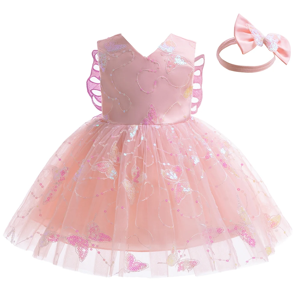 Girls Summer Party Dresses Toddler Kids Butterfly Decor Mesh Princess Sleeveless Dress