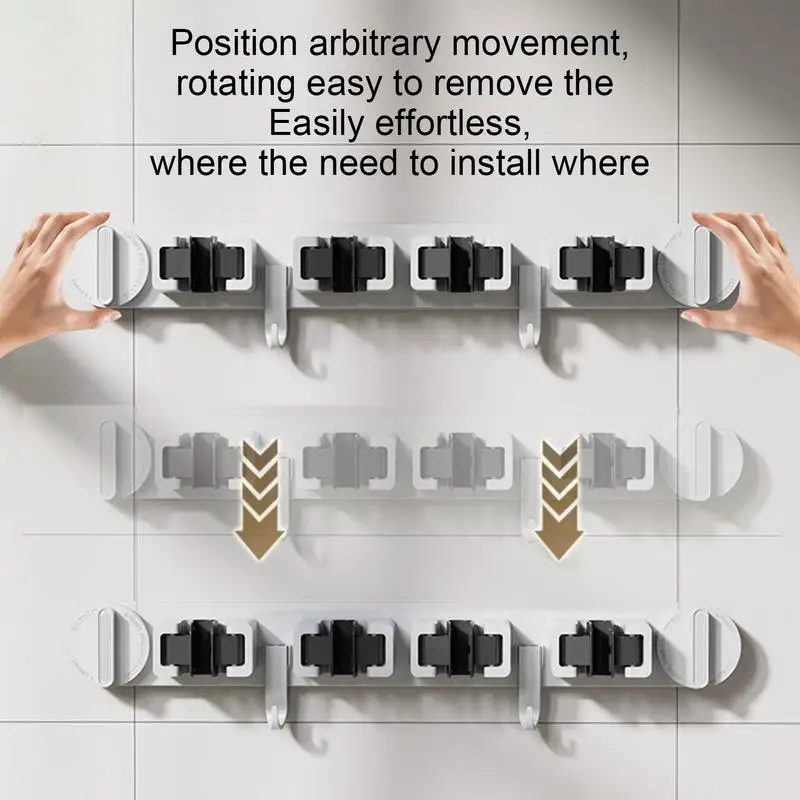 Suction Cup Mop and Broom Holder No Drilling Wall Mounted Mop Broom Hanger Kitchen Bathroom Organizer Cleaning Tool Storage Rack