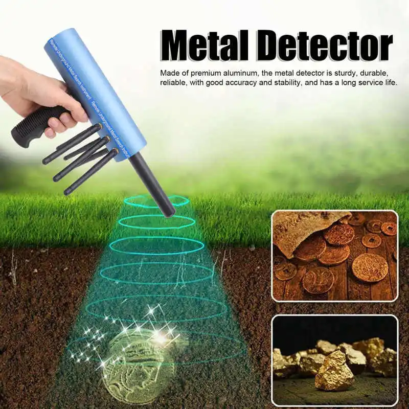 Metal Detector Aluminum Blue 20m Depth 6 Antennas Handheld Rechargeable