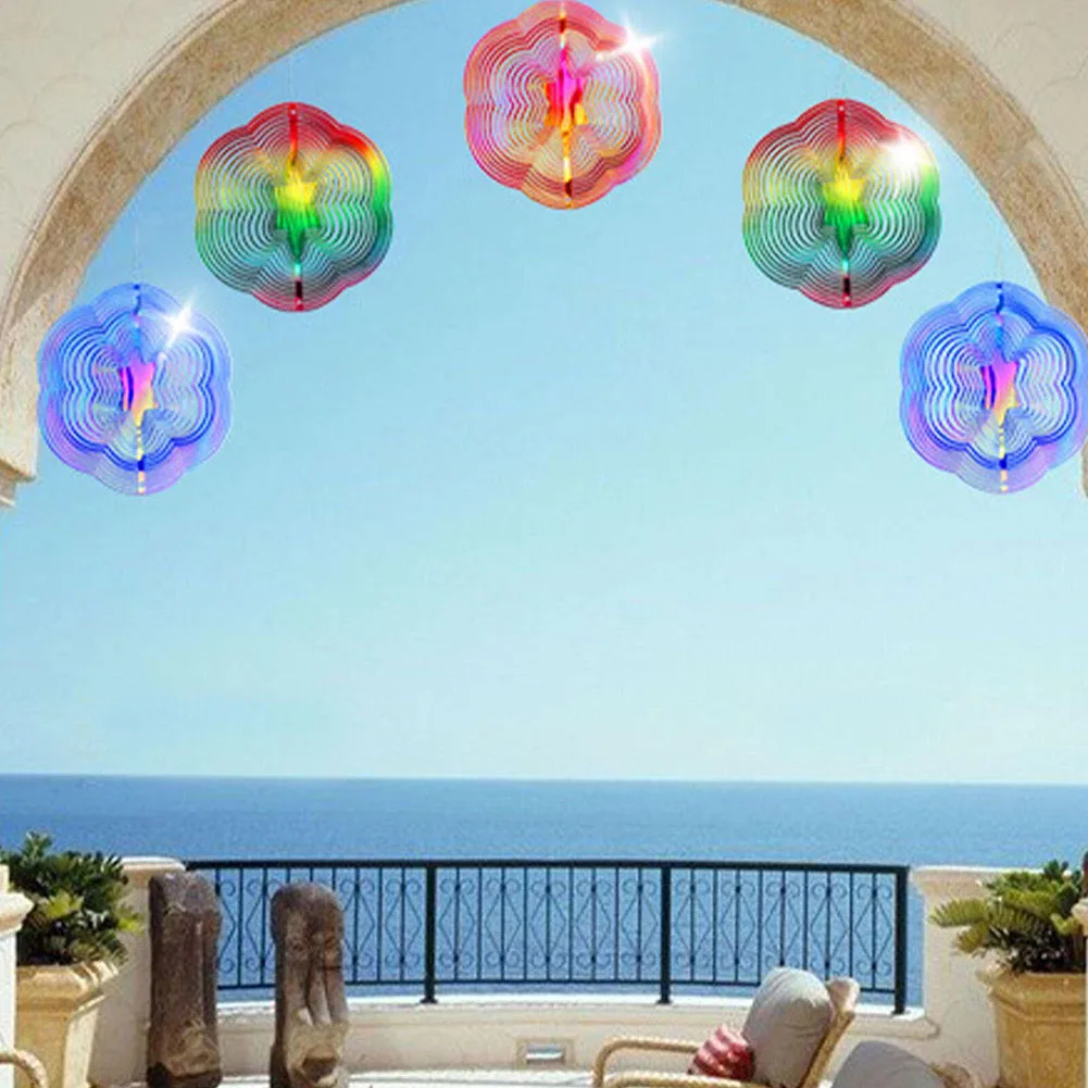 ABS Hexagonal Wind Spinner 20.1*20.1cm Colorful 3D Bird Repelling Wind Chime Household Garden Balcony Decoration Parts 1pcs outdoor wind chimes solar wind spinner