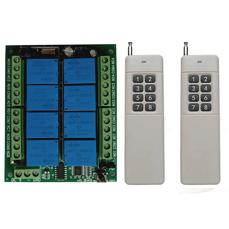 

3000m DC 12V 8CH 8 CH Wireless Remote Control LED Light Switch 10A Relay Output Radio RF Transmitter And 433 MHz Receiver