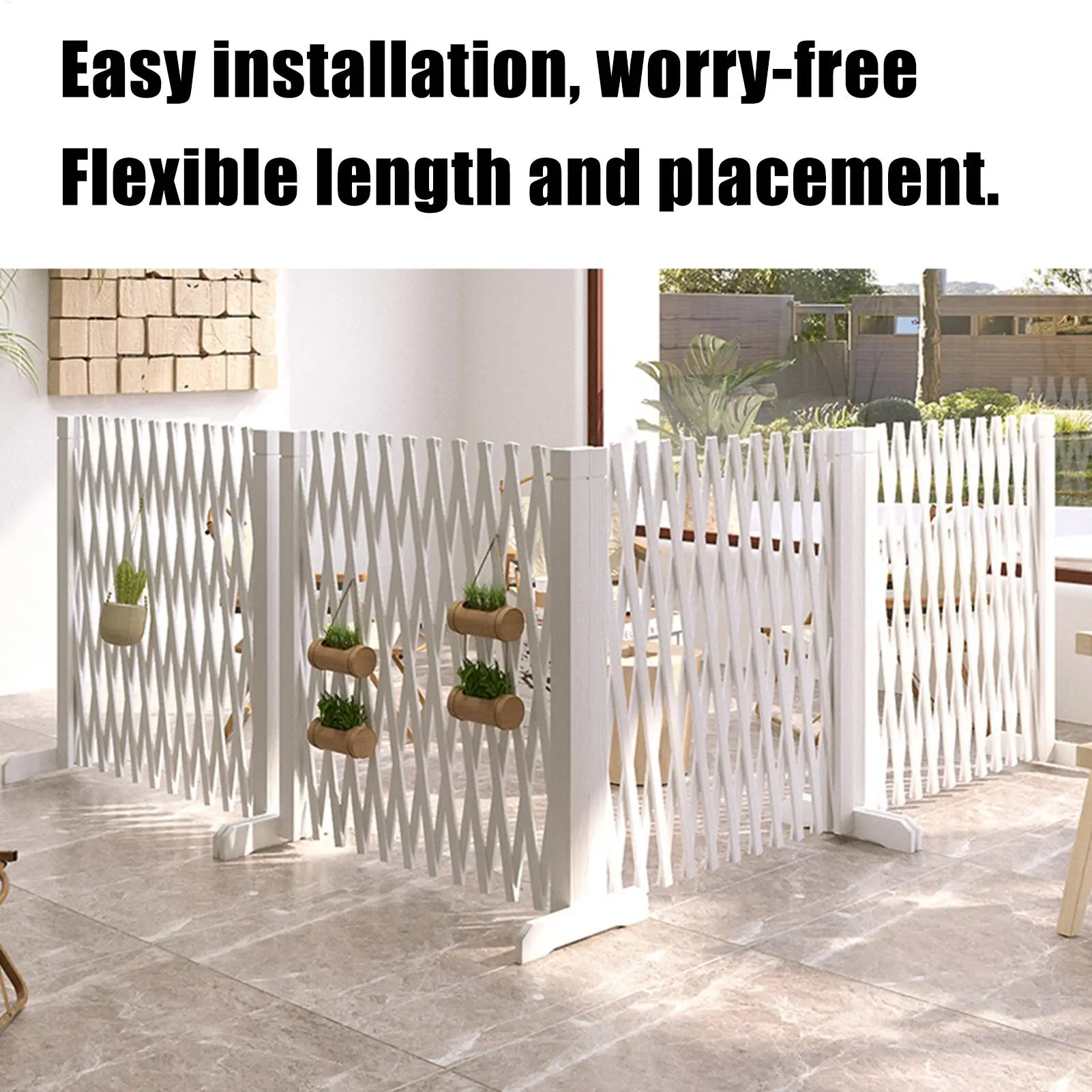 Retractable Pet Gate Wooden Animals Fence Anti-Climb Folding Safety Door Gate For Pets For Garage Bedroom Hallway Porch Living