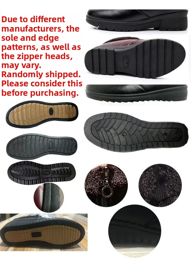 أحذية شتوية مبطنة بالصوف الدافئ بجزء سفلي مسطح ومضادة للانزلاق أحذية الثلوج النسائية القطنية بنمط بكين نعل مطاطي ناعم مريح
