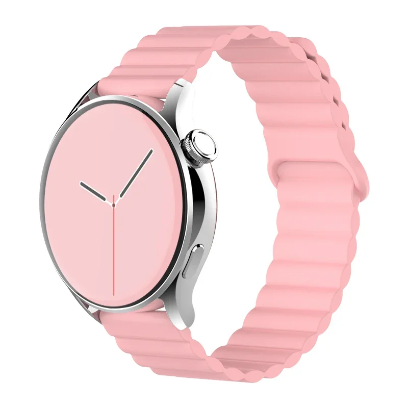 Universal Magnetic Loop Silicone Smartwatch Strap – 20mm/22mm Band with Adjustable Link Bracelet Design