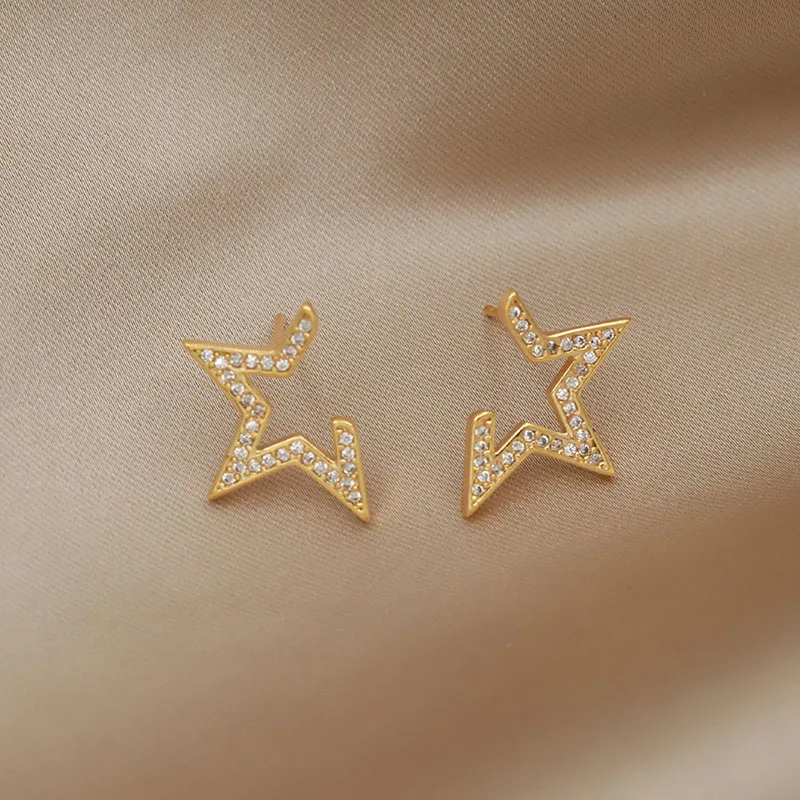 New Design Crystal Star Stud Earrings Fashion Brand Jewelry Zirconia Flower Earrings for Women Party Accessories - Image 5