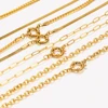E.B.belle Blade Chain Paper Clip Chain O-shaped Chain spring Buckle Pendant Necklace 18K Gold Plated 316L Stainless Steel