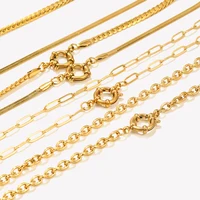 E.B.belle Blade Chain Paper Clip Chain O-shaped Chain spring Buckle Pendant Necklace 18K Gold Plated 316L Stainless Steel