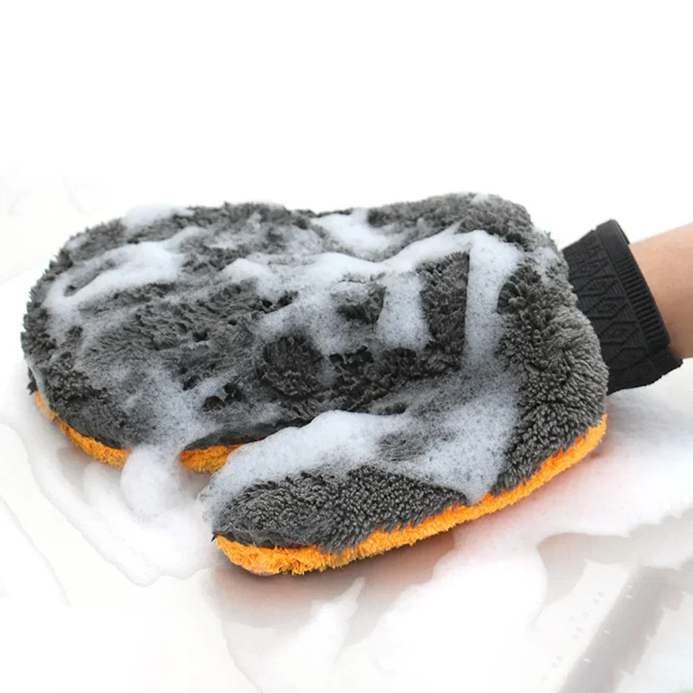 Car Washing Gloves Plush Soft Microfibre Car Cleaning Brush Water Absorption Body Washing Glove Duster Clearner Supplies