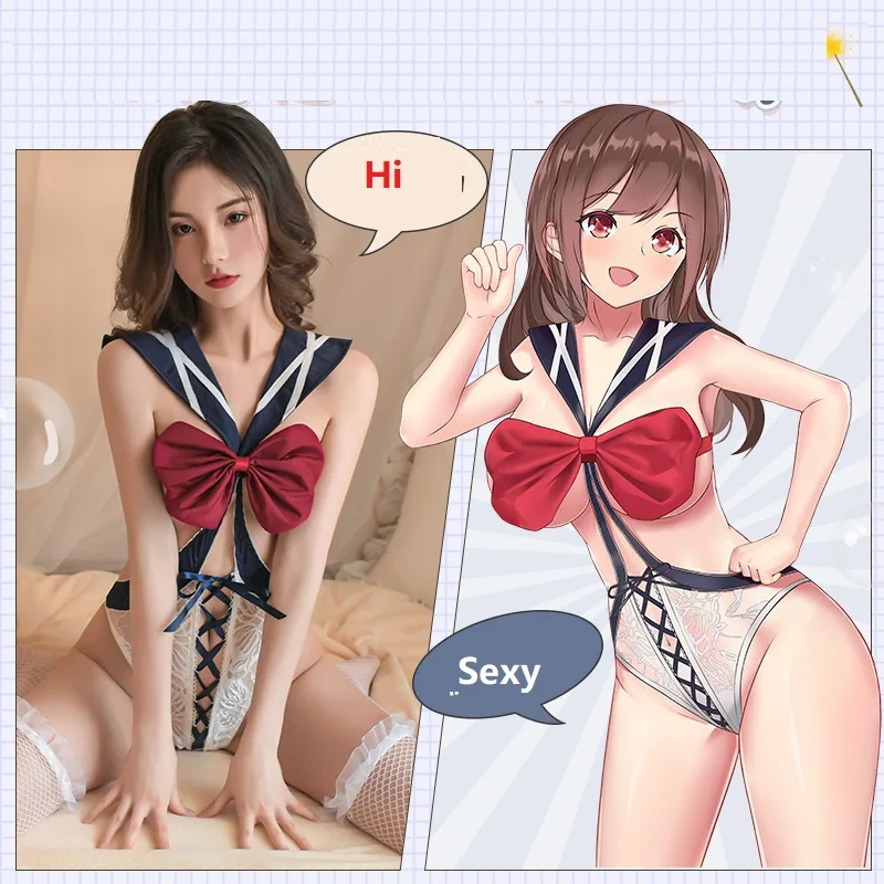 

Оптовая продажа, женское сексуальное нижнее белье с большим бантом для студентов, нижнее белье, кружевное прозрачное боди для взрослых, костюм с открытой промежностью