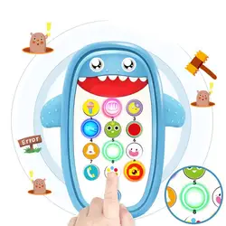 Jouet de téléphone portable pour enfants, modèle de téléphone, Simulation de musique, requin mignon, lumière LED, whack a taupe, jouet éducatif pour tout petits 