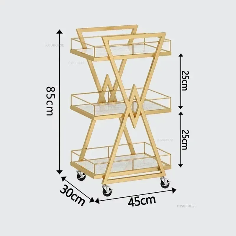 Modern Beauty Salon Gold Iron Salon Trolleys Professional Barbershop Tool Trolley Auxiliary Cart with Wheels for Beauty Z