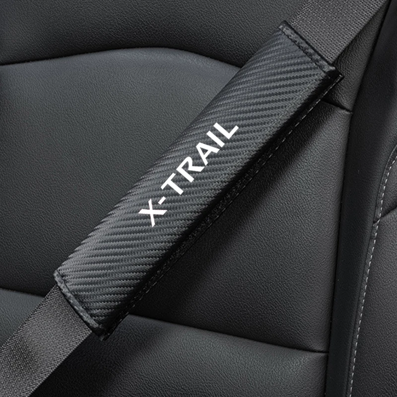 2Pcs Carbon Fiber Car Seatbelt Shoulder Protector Cover Safety Belt Ornament For Nissan Xtrail X Trail T30 T31 T32