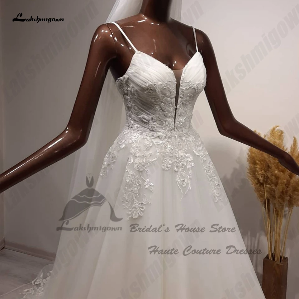 Lakshmigown Plus Size A Line Beach Wedding Gowns for Women 2024 Customized Casamento Princess Boho Bridal Dresses Lace Up Back 2