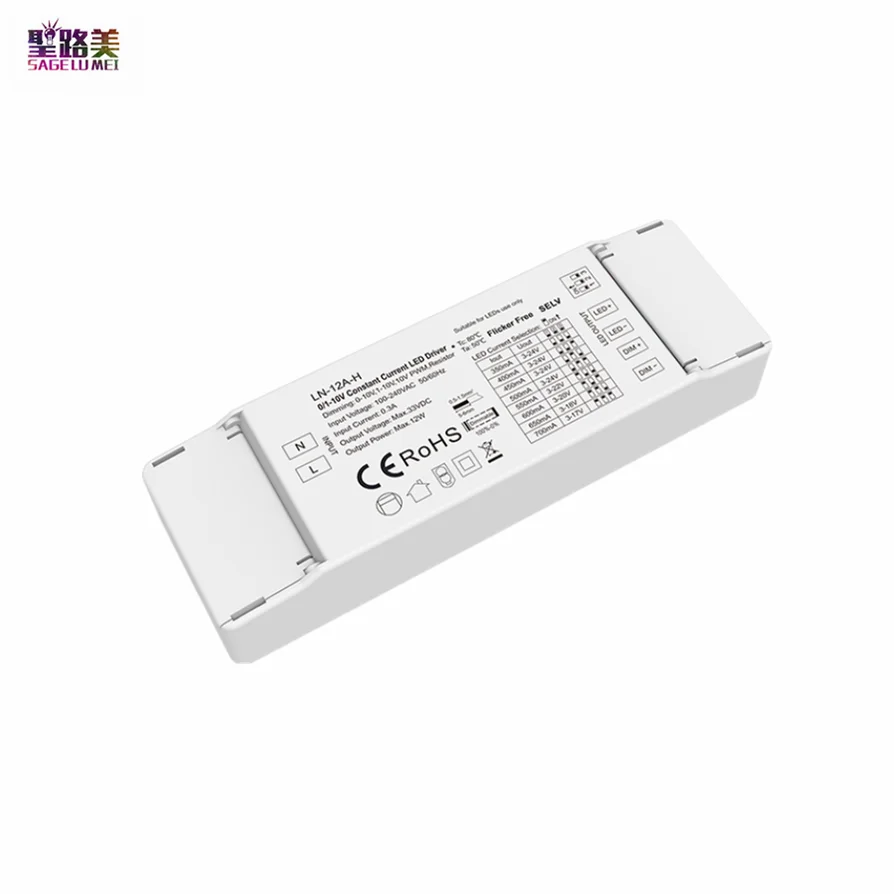 

LN-12A-H 100-240VAC 12W 350-700mA 0-10V 1-10V 10V PWM Resistor Dimmable Driver LN-12A-L 100-450mA 4000Hz Power For LED Lights