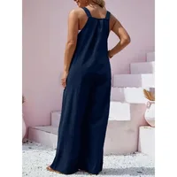 Plus Size New Women's Summer Solid Color Jumpsuit Elegant  High Waist Casual Long Jumpsuits - Image 2