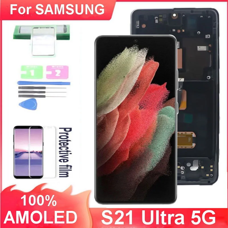 

AMOLED LCD For SAMSUNG Galaxy S21 Ultra 5G Screen G998 G998B G998F G998DS Display Touch Screen Digitizer Assembly Replacement