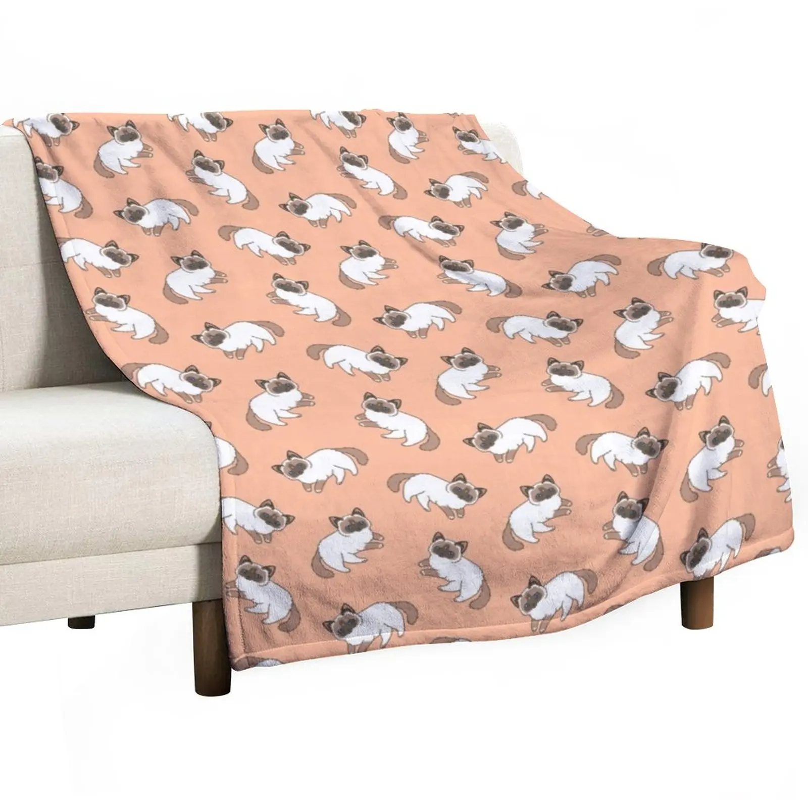 

Ragdoll Cat Pattern Throw Blanket Loose Blanket Plaid
