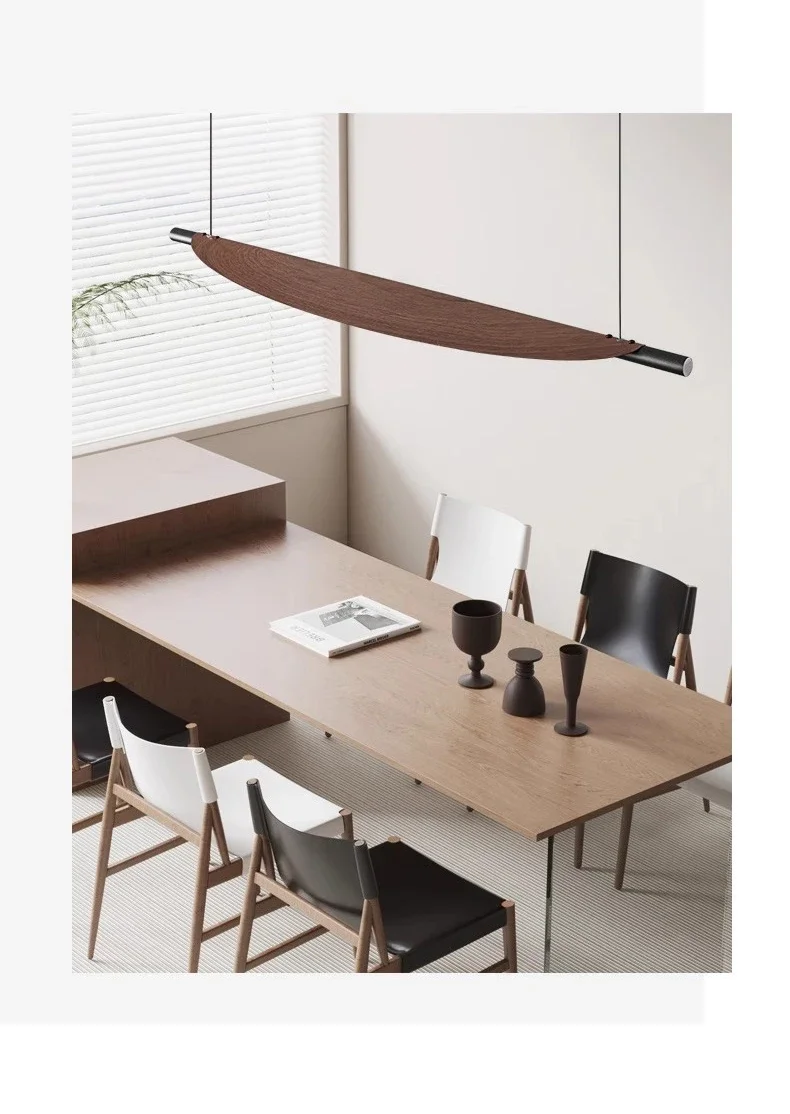 Nordic Wood Grain Leaves Led Pendant Light Wabi Sabi Restaurant Table Bar Chandelier Lighting Home Tea Room Decor Hanging Lamps