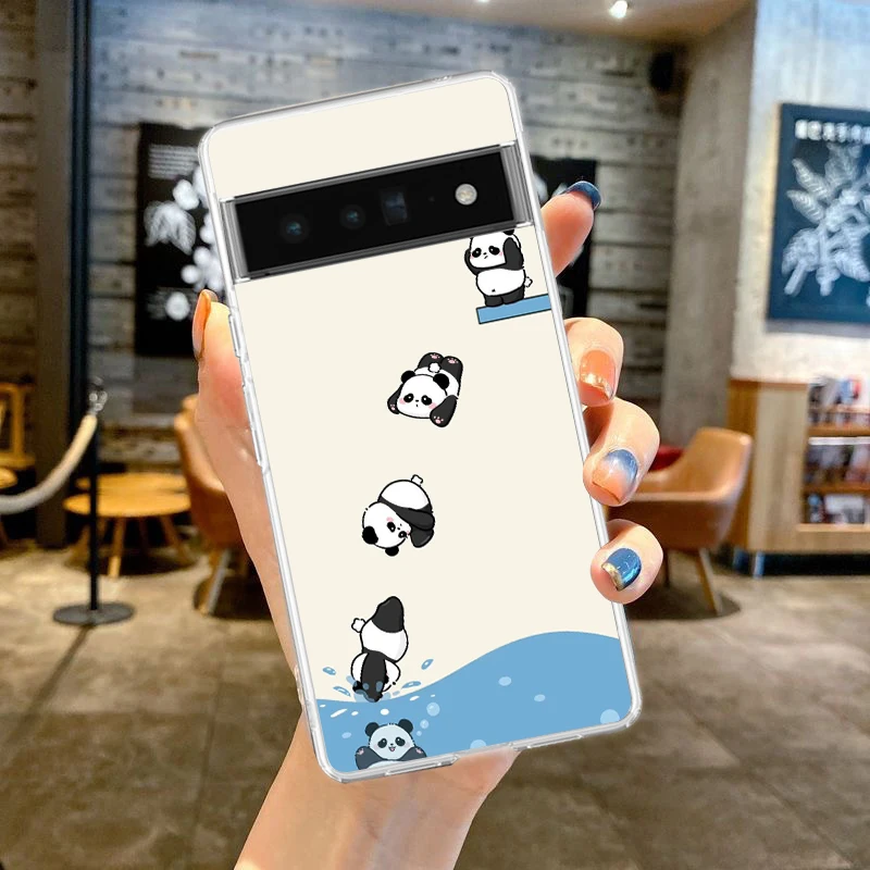Clear TPU Phone Case with Cartoon Panda Design
