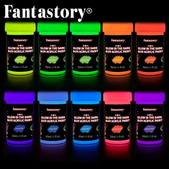 Acrylic Paint Set, 10 Neon and Glow in the Dark Colors Acrylic Paint for Wood, Fabric, Crafts, Canvas, Stone, Drawing & Painting 1