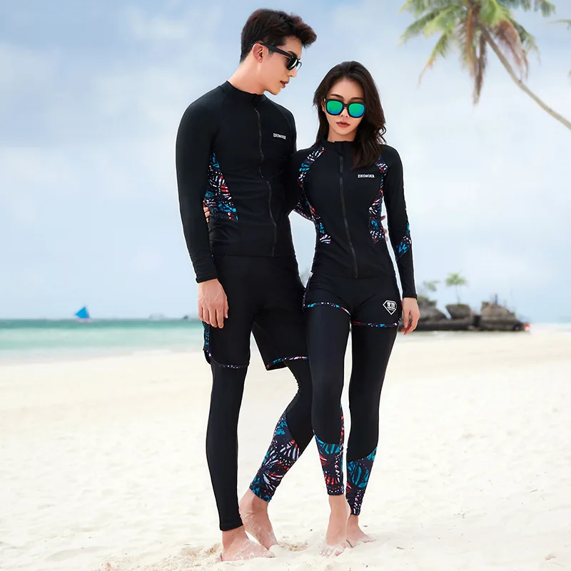 Men Rash Guard Diving Suits Surfing Swimwear Long Sleeve Suit Swim Shirt+Trunks+Shorts UV Swimming RashGuard Prevent Jellyfish Rash Guard Surfing Swimsuit