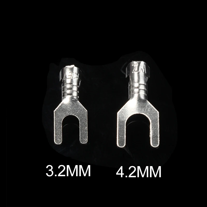 100pcs 3.2mm 4.2mm Y-shape Terminal Fork Spade Terminal Lug Wire Naked Connector Y-Type Bare cold-pressed Crimp Terminal