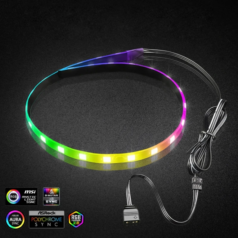 

Coolmoon LED Strip Lights 1.3ft for for PC Computer Backlight 40cm Magnetic RGB LED Strip Lamp 4pin/5V ARGB+1.6ft Cable