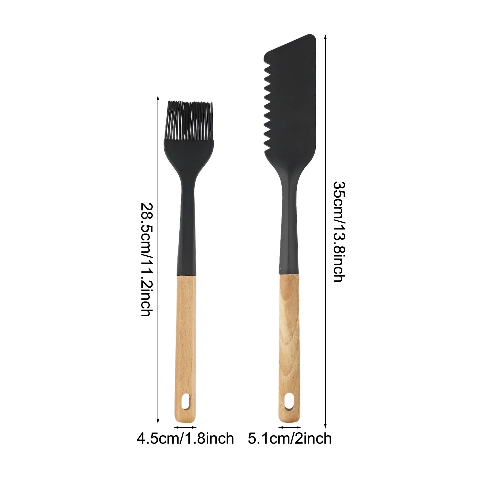 Wooden Handle Silicone Kitchenware NonSticks Pot Kitchen Tools Ergonomic Bakeware Sturdy And Easy To Clean Baking Pastry Tools