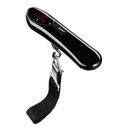 Compact Digital Luggage Scale with LCD Display for Travel and Grocery Weighing (Black)