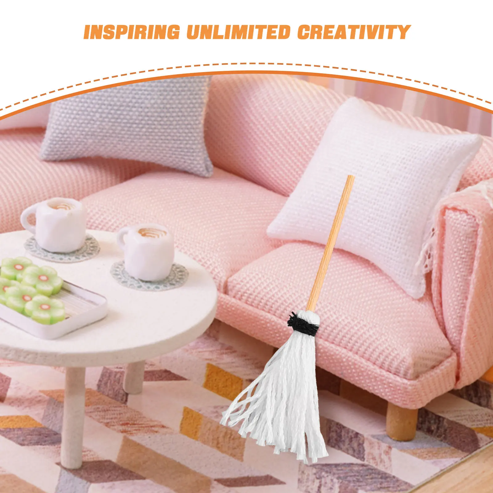 15Pcs 미니 청소 걸레 세트 작은 인형 집 액세서리 DIY 창의적인 놀이 및 장식을 위한 현실적인 미니어처 가정 용품