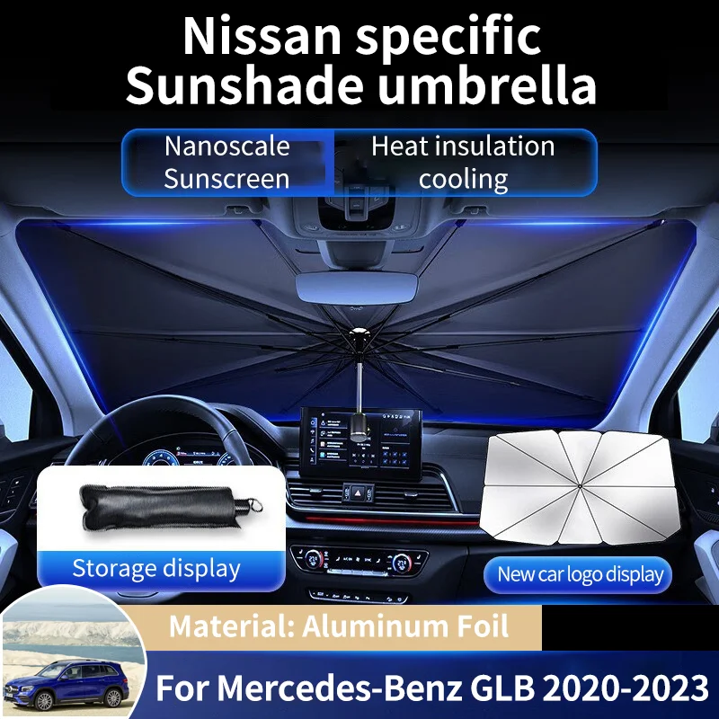 

for Mercedes Benz GLB 180 X247 2020~2023 Car Sunshade Umbrella Car Front Window Sunshade Cover Auto Parasol Cover Car Windshield