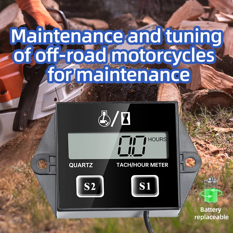 Engine Tachometer Tachometer Gauge Tachometer Meter Engine Hour Meter ZSB-01Motor Speedmeter Engine Hour Meter Tachometer Gauge RPM LCD Display For Gasoline 2/4 Stroke Boat Motorcycles Chainsaw