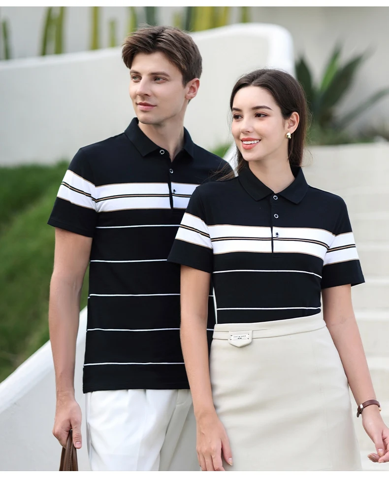 Summer men's polo shirt pure cotton short sleeved T-shirt thin striped business casual breathable wrinkle resistant top 23 S40c157f2c8b64efbac750ed0a43934d1Q